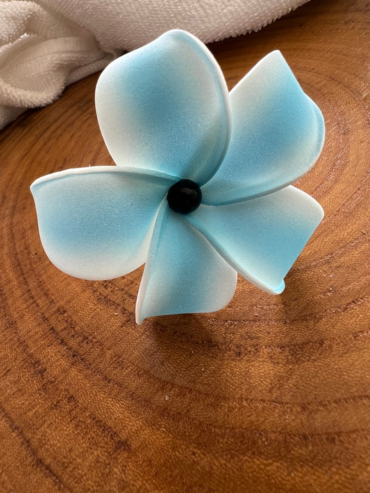 Blue plumeria with black pearl