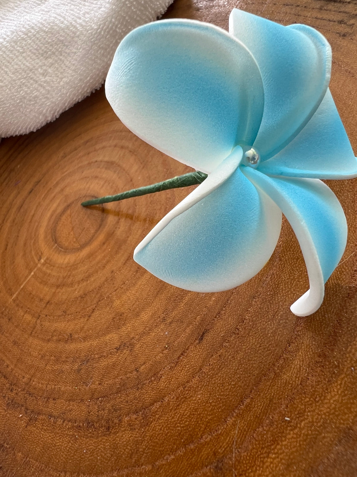 Blue Plumeria with White Pearl