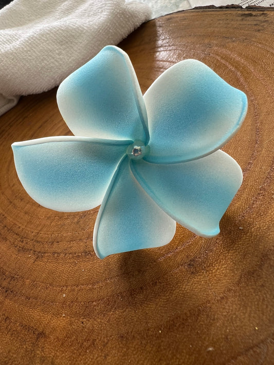 Blue Plumeria with White Pearl